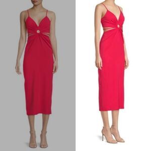 $198 NEW S WALTER BAKER CUTOUT HIGH SLIT STRETC SEXY TIE MAXI DRESS SMALL NWT
